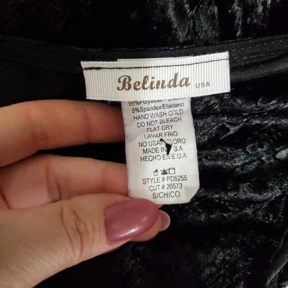 Belinda | Textured Patterned Soft Velour Fit and Flare V-Neck Dress - Picture 7 of 7